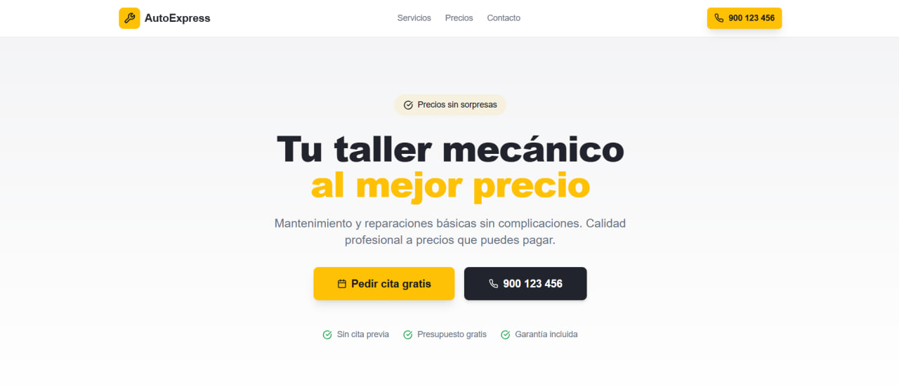 Página web profesional de Taller Auto Ahorro - Taller mecánico