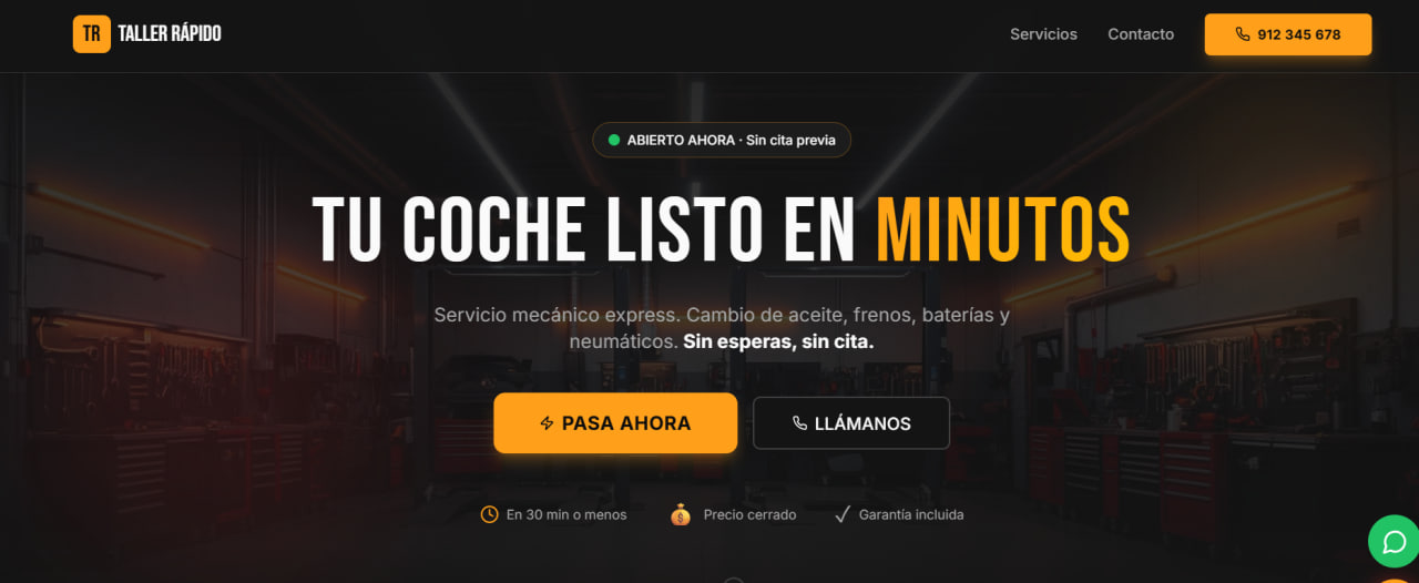 Página web profesional de Taller Rápido - Taller mecánico